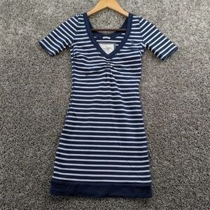 Y2K Abercrombie & Fitch Dress Perfect Stretch Navy and White Stripe Cotton {L}